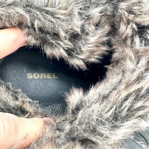 SOREL Joan Of Arctic Faux Fur Trim Wrap Strappy Wedge Convertible boots leather - Picture 8 of 11
